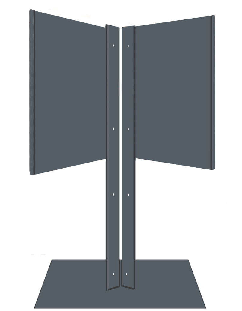 Support métal drapeau double pour R3 vertical